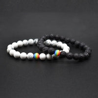 Matching Volcanic Stone Bracelet Set for Couples – Natural Lava Bead Jewelry for Him & Her