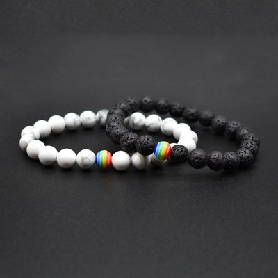 Matching Volcanic Stone Bracelet Set for Couples – Natural Lava Bead Jewelry for Him & Her