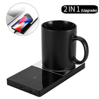 Mug Warmer & Wireless Phone Charger – 2-in-1 Heated Desk Coaster