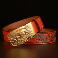 Men's Automatic Eagle Head Buckle Belt - Fashion Leather Belt with Bold Statement Buckle