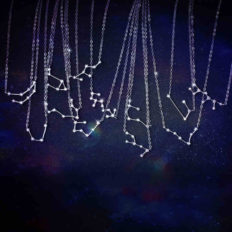 Divine Zodiac S925 Sterling Silver Necklace - 12 Constellations Pendant for Women