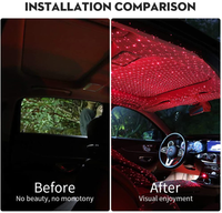 USB Galaxy Star Projector: Ambient LED Car Lighting with Voice Control & 360° Rotation