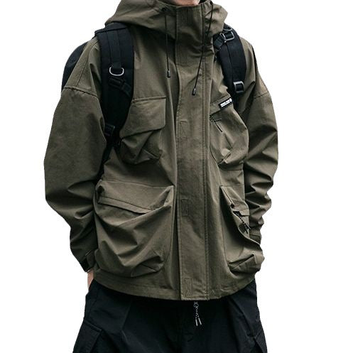 Hooded Jacket Men's Loose Three-dimensional Pocket Functional Windproof Jacket Casual Clothing What Else You Got?