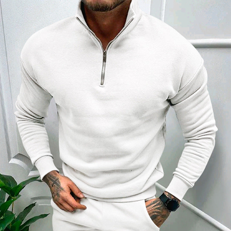 Solid Color Zipper Sweatshirt Men's Autumn And Winter Fleece-lined Long Sleeve Tops What Else You Got?