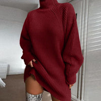 Cozy Winter Turtleneck Sweater Dress - Warm & Stylish Women's Knitwear