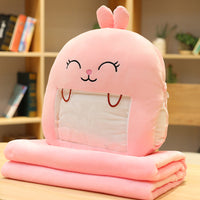 Cozy Winter Hand Warmer Pillow with Blanket & Phone Holder – Cute Animal Cushion for Cold Days