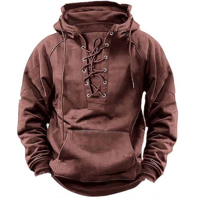 Ins Lace-up Hoodie Casual Sports Pocket Sweatshirt Men's Long-sleeved Top Clothing What Else You Got?
