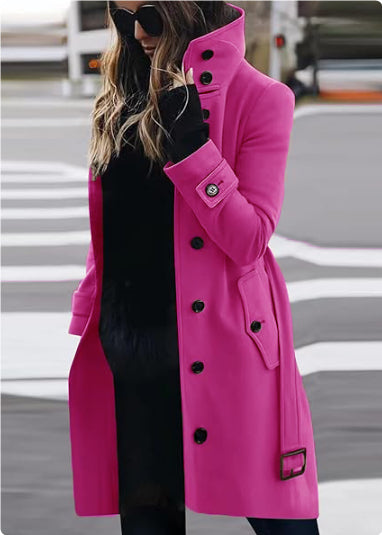Women’s Medium‑Length Casual Polyester Coat – Long Sleeve Solid Color Jacket What Else You Got?