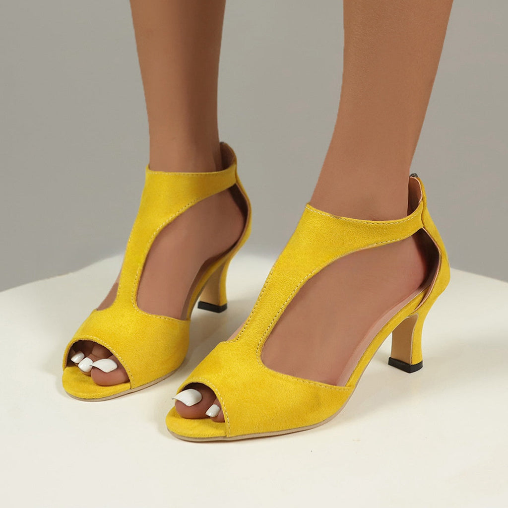Women's High Heeled Fish Mouth Sandals with Zipper Closure - Summer Dressy Open Toe Footwear What Else You Got?