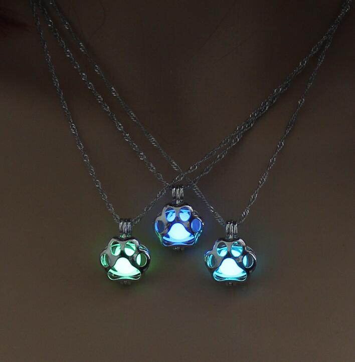 Glow‑in‑the‑Dark Paw Pendant Necklace – Silver‑Plated Chain for Pet Lovers (Unisex) What Else You Got?
