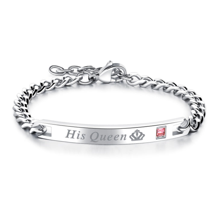 His Queen Her King Couple Bracelet Set – Black Rose Gold Crystal Chain Matching Jewelry What Else You Got?