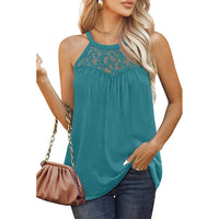 Elegant Women's Summer Lace Halter Tank Tops - Loose Fit Cotton Sleeveless Shirts - Versatile & Comfortable