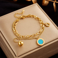 Gold Plated Double Layer Snake Chain Bracelet - Punk Luxury Fashion Jewelry for Women & Girls - 8 Colors