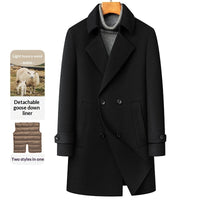 Heavenly Warmth: Premium Double-Faced Wool Coat with Detachable Goose Down Lining – Winter Overcoat for Men & Women