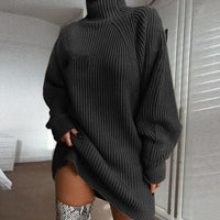 Cozy Winter Turtleneck Sweater Dress - Warm & Stylish Women's Knitwear