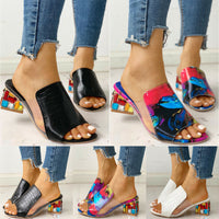 Fish mouth rhinestone fashion large size thick heel sandals
