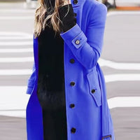 Women’s Medium-Length Casual Coat – Polyester Long-Sleeve Jacket S–2XL
