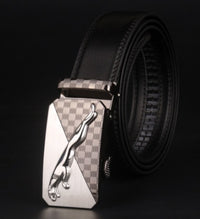 Men's Leather Belt with Engraved Buckle - Casual Retro Waist Belt for Jeans & Everyday Wear