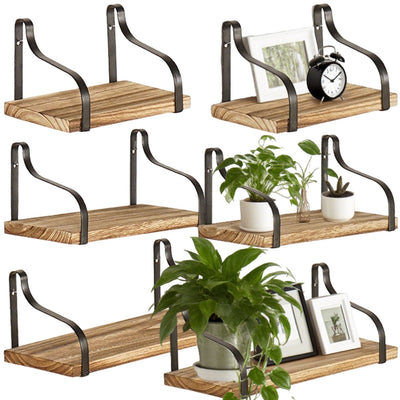 Rustic Farmhouse Floating Shelves - 3 Tier Wood Wall Shelves for Home Decor, Kitchen & Bedroom (Set of 3)