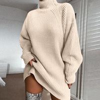 Cozy Winter Turtleneck Sweater Dress - Warm & Stylish Women's Knitwear