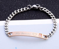 His Queen Her King Couple Bracelet Set – Black Rose Gold Crystal Chain Matching Jewelry for Couples
