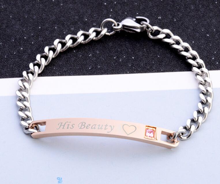 His Queen Her King Couple Bracelet Set – Black Rose Gold Crystal Chain Matching Jewelry What Else You Got?