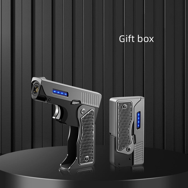 Dual‑Arc Foldable Gun‑Style Lighter – USB Rechargeable & Butane Hybrid Windproof Flame What Else You Got?