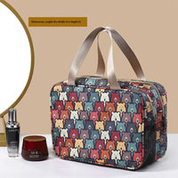 Double-Layer Travel Makeup Bag – Large Cosmetic Organizer with Cute Bear & Cat Designs