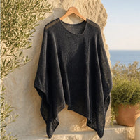 Graceful Women's Knit Cape Blouse - Lightweight Casual Top with Elegant Poncho Design