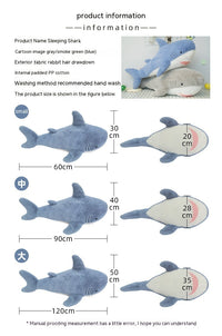 Sleeping Shark Plush Pillow – Adorable Stuffed Animal Cushion in 3 Sizes & 2 Colors | Soft Cuddle Companion