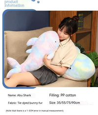 Tie-Dye Shark Plush Pillow – Soft Cuddly Shark Cushion in Blue & Pink
