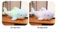Tie-Dye Shark Plush Pillow – Soft Cuddly Shark Cushion in Blue & Pink