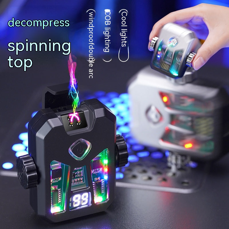 Personalized Double‑Charging Fingertip Gyro Lighter with Transparent Body & LED Lights What Else You Got?