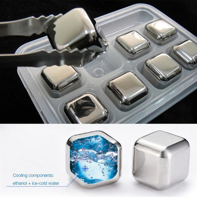 Elegant Whiskey Stones - Stainless Steel Ice Cubes for Perfect Chilling Without Dilution - Ideal Gift for Men & Connoisseurs