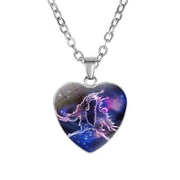 Divine Zodiac Heart Pendant Necklace - 12 Constellations & Bible Verse Gift