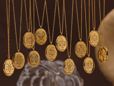 Personalized Zodiac Astrology Necklace – 18K Gold Plated Titanium Steel Pendant for Men & Women