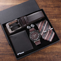 Belt Wallet Tie Big Dial Quartz Watch Cufflinks