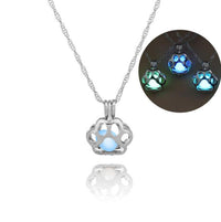 Radiant Paw Necklace - Glow-in-the-Dark Pet Lover's Symbol