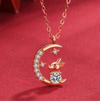Celestial Grace: Chinese Zodiac Moon & Star Pendant Necklace – S925 Silver