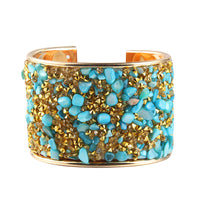 Natural Stone Rhinestone Bracelet – Adjustable Cuff