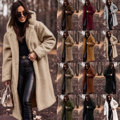 Elegant Teddy Coat for Women - Plush Faux Fleece Warm Winter Jacket with Hood (Autumn/Winter Fashion)