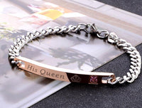 His Queen Her King Couple Bracelet Set – Black Rose Gold Crystal Chain Matching Jewelry for Couples