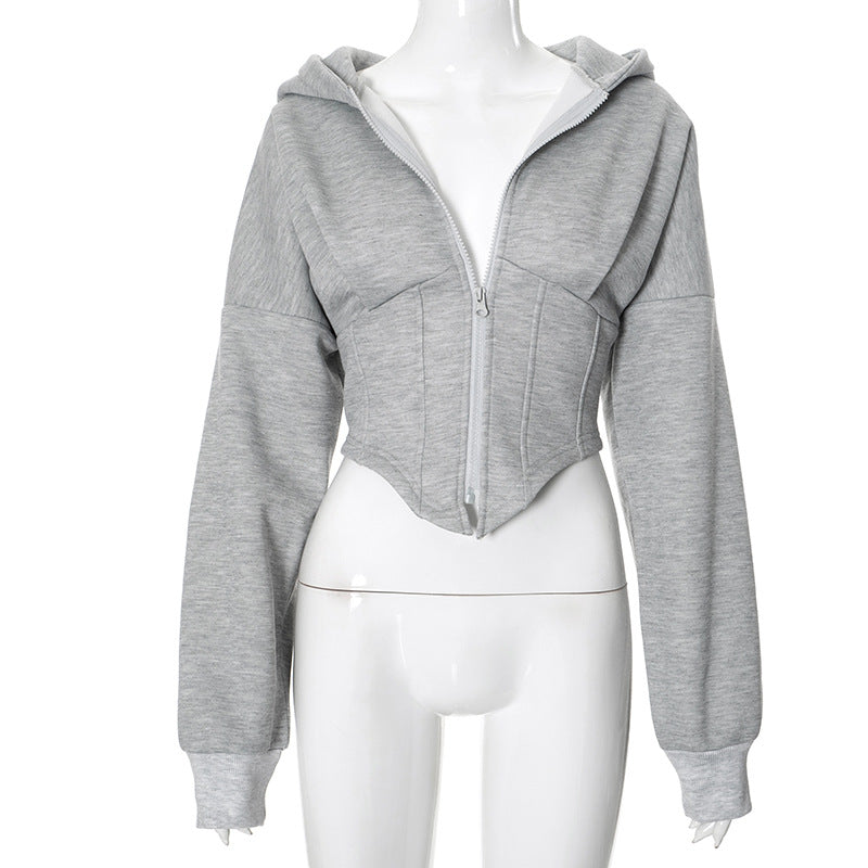 Women’s Y2K Zipper Hoodie Cardigan – Slim‑Fit Streetwear Corset Jacket with Long Sleeves What Else You Got?