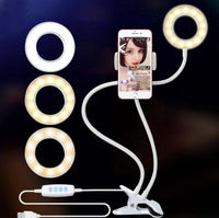 LED Selfie Ring Light with Clamp – 3-Color Dimmable USB Light for Streaming & Makeup