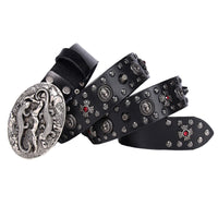 Bold & Rugged: Personality Punk Rivet Men's Leather Belt - Premium Genuine Leather with Alloy Buckle - Strong & Stylish