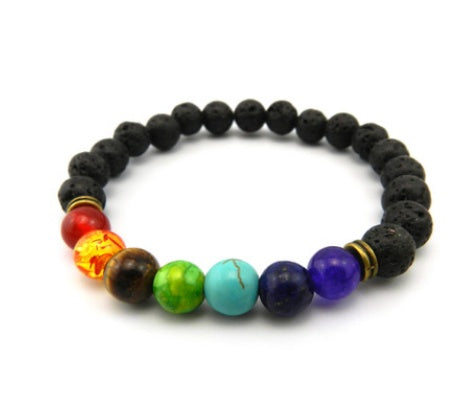 8mm Volcanic Stone Chakra Bracelet – Colorful Agate Energy Beads Healing Jewelry What Else You Got?