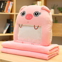 Cozy Winter Hand Warmer Pillow with Blanket & Phone Holder – Cute Animal Cushion for Cold Days