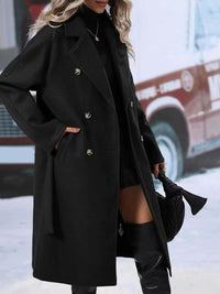Elegant Double-Breasted Trench Coat – Warm Winter Fashion Jacket with Belt (Women's)