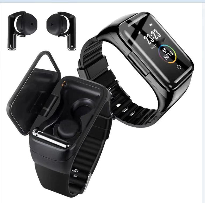 2-in-1 Bluetooth Headset Smart Watch: Wireless Fitness Tracker with 1.4" Screen & Waterproof Design