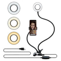 LED Selfie Ring Light with Clamp – 3-Color Dimmable USB Light for Streaming & Makeup